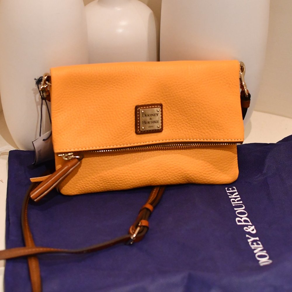 Dooney & Bourke Pebble Grain Foldover Zip Crossbody - Melon